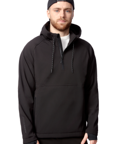 VARGAS | MEN'S WATER-REPELLENT HOODED PULLOVER SOFTSHELL, BLACK