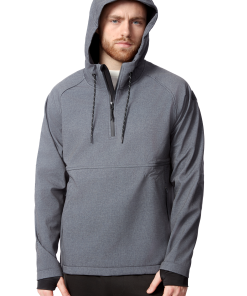 VARGAS | MEN'S WATER-REPELLENT HOODED PULLOVER SOFTSHELL, DARK GREY