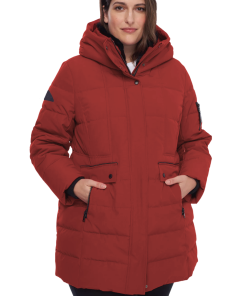KOOTNEY PLUS | WOMEN'S VEGAN DOWN (RECYCLED) MID-LENGTH PARKA, CRIMSON (PLUS SIZE)