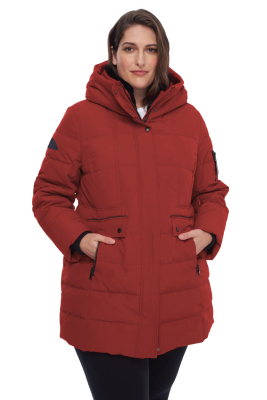 KOOTNEY PLUS | WOMEN'S VEGAN DOWN (RECYCLED) MID-LENGTH PARKA, CRIMSON (PLUS SIZE)