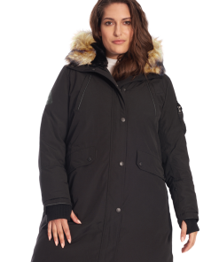 LAURENTIAN PLUS | WOMEN'S VEGAN DOWN (RECYCLED) LONG PARKA, BLACK (PLUS SIZE)
