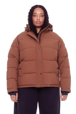 FORILLON PLUS | WOMEN'S VEGAN DOWN (RECYCLED) SHORT PUFFER JACKET, MAPLE (PLUS SIZE)