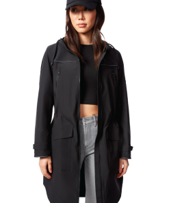 KUSAWA | WOMEN'S DRAWSTRING RAINCOAT, BLACK