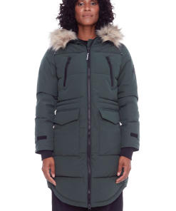 UKON | WOMEN'S VEGAN DOWN (RECYCLED) DRAWSTRING PARKA, DEEP GREEN