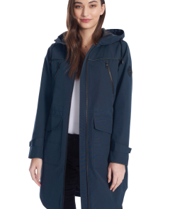 KUSAWA | WOMEN'S DRAWSTRING RAINCOAT, NAVY