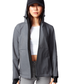 MACKENZIE | WOMEN'S FLEECE LINED SOFTSHELL WINDBREAKER, DARK GREY