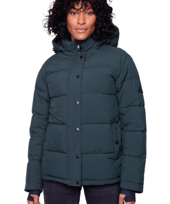 FORILLON | WOMEN'S VEGAN DOWN (RECYCLED) SHORT PUFFER JACKET, DEEP GREEN