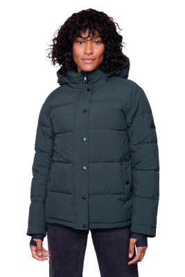 FORILLON | WOMEN'S VEGAN DOWN (RECYCLED) SHORT PUFFER JACKET, DEEP GREEN