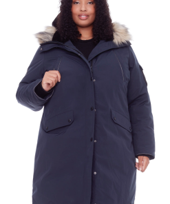 LAURENTIAN PLUS | WOMEN'S VEGAN DOWN (RECYCLED) LONG PARKA, NAVY (PLUS SIZE)