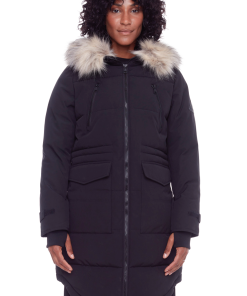 UKON | WOMEN'S VEGAN DOWN (RECYCLED) DRAWSTRING PARKA, BLACK