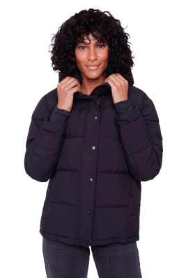 FORILLON | WOMEN'S VEGAN DOWN (RECYCLED) SHORT PUFFER JACKET, BLACK