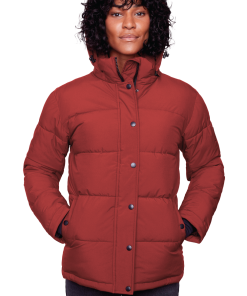 FORILLON | WOMEN'S VEGAN DOWN (RECYCLED) SHORT PUFFER JACKET, DEEP RED