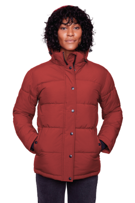 FORILLON | WOMEN'S VEGAN DOWN (RECYCLED) SHORT PUFFER JACKET, DEEP RED