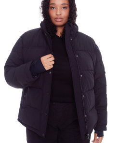 FORILLON PLUS | WOMEN'S VEGAN DOWN (RECYCLED) SHORT PUFFER JACKET, BLACK (PLUS SIZE)