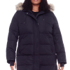 AULAVIK PLUS | WOMEN'S VEGAN DOWN (RECYCLED) MID-LENGTH HOODED PARKA COAT, BLACK (PLUS SIZE)