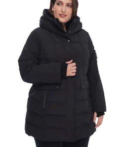 KOOTNEY PLUS | WOMEN'S VEGAN DOWN (RECYCLED) MID-LENGTH PARKA, BLACK (PLUS SIZE)