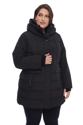 KOOTNEY PLUS | WOMEN'S VEGAN DOWN (RECYCLED) MID-LENGTH PARKA, BLACK (PLUS SIZE)