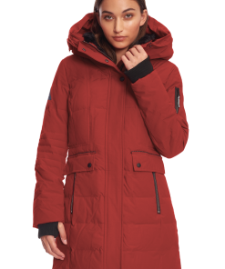 KOOTNEY | WOMEN'S VEGAN DOWN (RECYCLED) MID-LENGTH PARKA, CRIMSON
