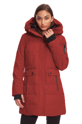 KOOTNEY | WOMEN'S VEGAN DOWN (RECYCLED) MID-LENGTH PARKA, CRIMSON